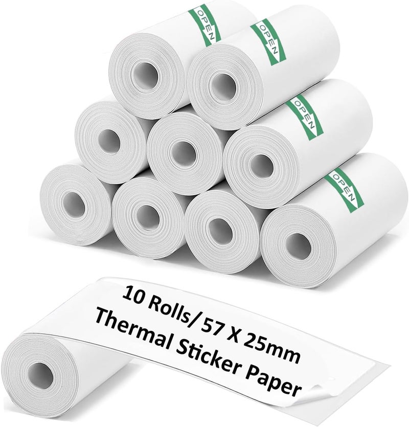 ECIFFO 10 Rolls Mini Thermal Printer Paper, 57 X 25mm Sticker Paper for Most Kids Instant Thermal Camera Paper Roll Refill - Image 1
